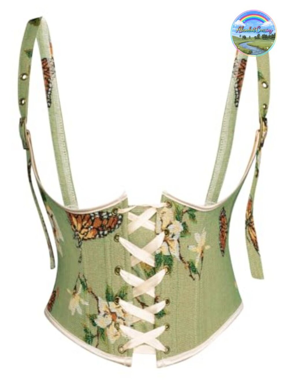 Floral Renaissance Underbust Corset Belt Lace Up Boned Waist Belt